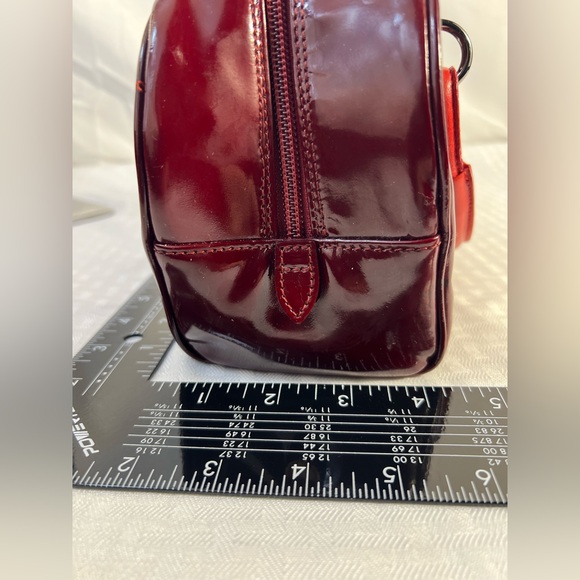 3001: Escada Y2K Burgundy Patent Leather & Suede Mini Bowler Bag Italy - Picture 16 of 16
